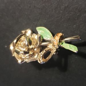 Vintage Art Deco  Gold Toned Rose Brooche